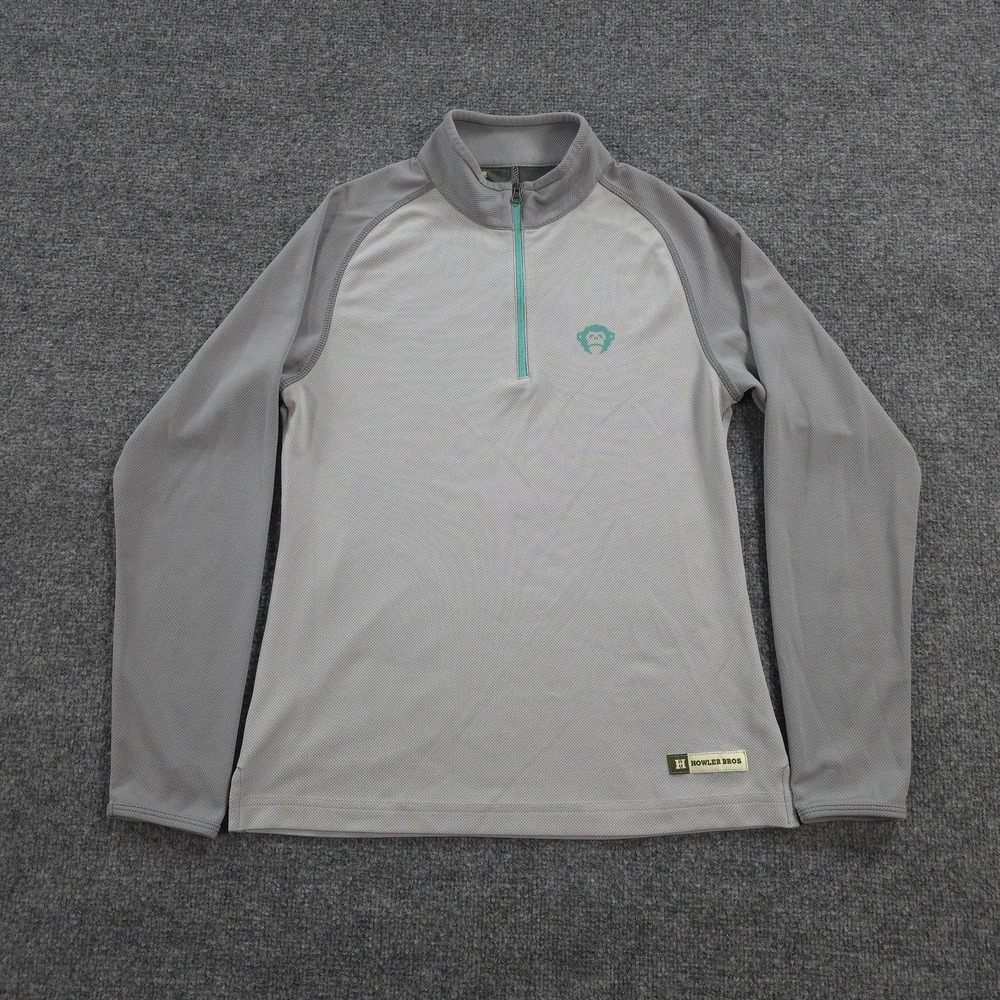 Howler Bros Shirt Mens Small Gray 1/4 Zip Performance Pullover Thumbholes Hike